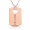personalized dog tag necklace in rose gold plating 