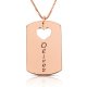 personalized dog tag necklace in rose gold plating 
