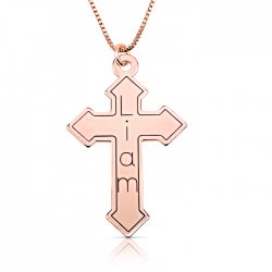 engraved cross necklace in rose gold plating engraved cross necklace in rose gold plating