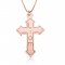 engraved cross necklace in rose gold plating