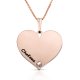 Dainty engraved heart necklace in rose gold plating & swarovski