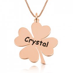 Engraved clover necklace in rose gold plating  Engraved clover necklace in rose gold plating