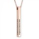 Engraved  3D long bar necklace in sterling silver with rose gold plating 