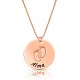 baby feet disc necklace in rose gold plating 