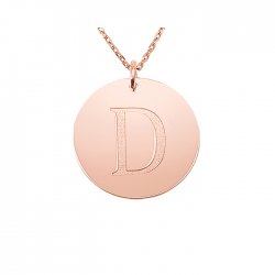 rose gold plated disc pendant with initial letter  rose gold plated disc pendant with initial letter