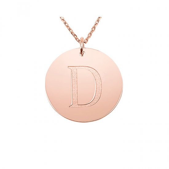 rose gold plated disc pendant with initial letter 