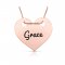 engraved heart pendant with stars in rose gold plating