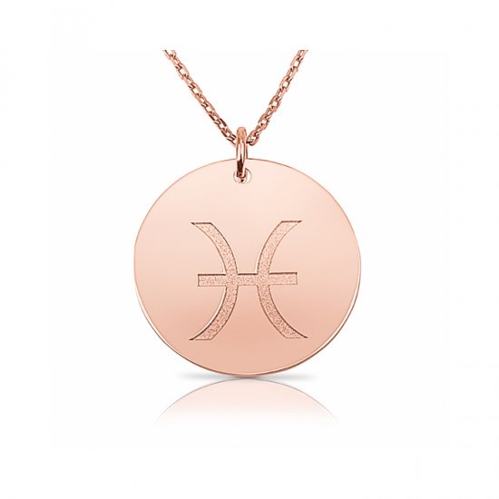 zodiac necklace in sterling silver with rose gold plating :Pisces