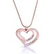  two Hearts Necklace Engraved With two Names and Swarovski Birthstones in rose gold plating