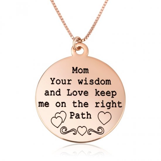 engraved disc necklace for mother in rose gold plated silver 