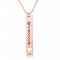 vertical bar necklace with name and heart in rose gold plated silver