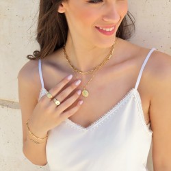 bee pendant necklace -18k rose gold plated 