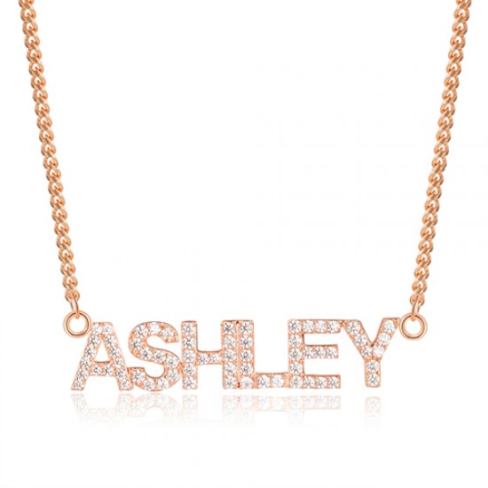 diamond name necklace - rose gold plated 