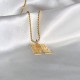 initial pendant necklace in 18k gold plating - retro style  