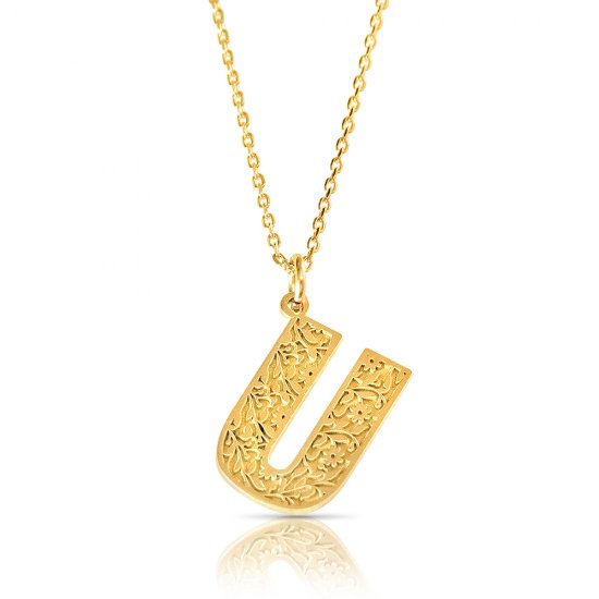 initial pendant necklace in 18k gold plating - retro style initial pendant necklace in 18k gold plating - retro style