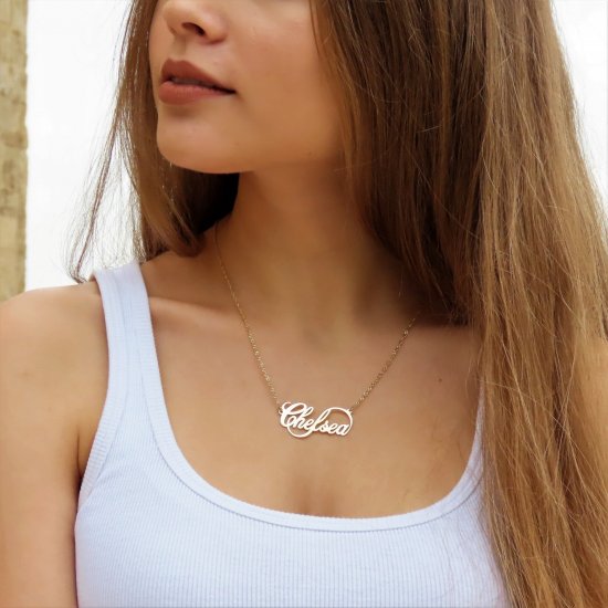 infinity name necklace - 18k gold plated silver