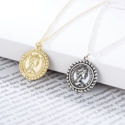 Gold plated antique coin necklace 