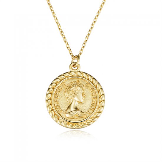 Gold plated antique coin necklace 