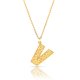 Initial Pendant Necklace In 18k Gold Plating - Retro Style ( Letter V )