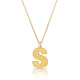 Initial Pendant Necklace In 18k Gold Plating - Retro Style ( Letter S )