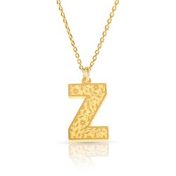 Initial Pendant Necklace In 18k Gold Plating - Retro Style ( Letter Z ) Initial Pendant Necklace In 18k Gold Plating - Retro Style ( Letter Z )