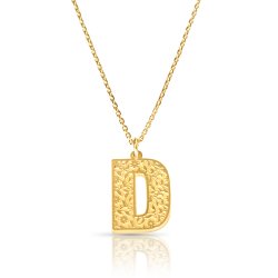 Initial Pendant Necklace In 18k Gold Plating - Retro Style  Initial Pendant Necklace In 18k Gold Plating - Retro Style