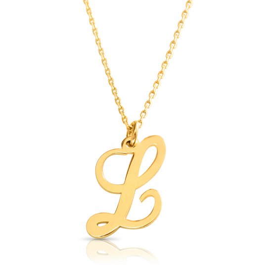18k gold plated initial necklace (letter L)