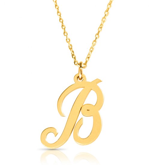 18k gold plated initial necklace (letter B)