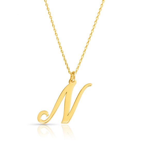 18k gold plated initial necklace (letter N)