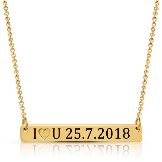 Numeral bar necklace for couples in 18k gold plating 