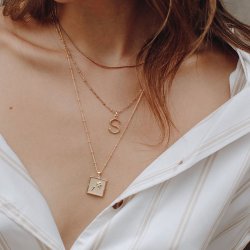 Square coin necklace in 18k gold plating