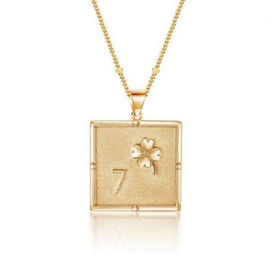 Square coin necklace in 18k gold plating