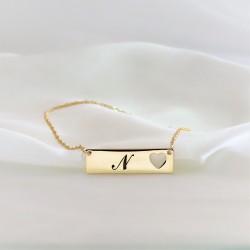 personalized heart bar necklace - 18k gold plated personalized heart bar necklace - 18k gold plated