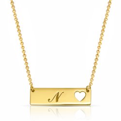 personalized heart bar necklace - 18k gold plated personalized heart bar necklace - 18k gold plated