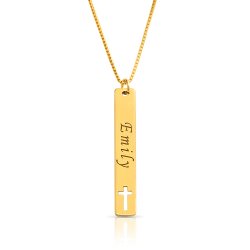 engraved bar necklace with cross  engraved bar necklace with cross