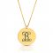 Monogram disc necklace in 18k gold plating