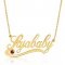 handwriting name necklace with underline and swarovski birthstone