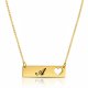 engraved heart bar necklace in gold plating