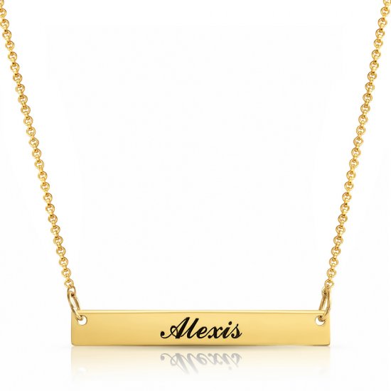gold plated personalized bar necklace