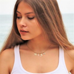 Name choker with eye charm - in 18k gold plating
