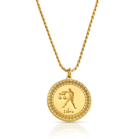 Gold Plated Zodiac Pendant : libra