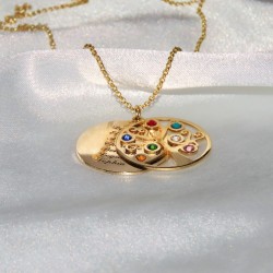 Family tree pendant in gold plating &  swarovski birthstone 