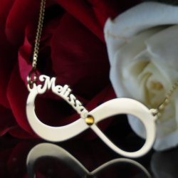 Infinity Necklace With Name & Birthstone Infinity Necklace With Name & Birthstone