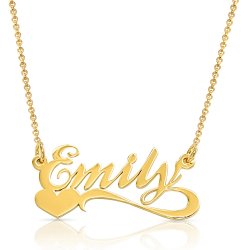 18k gold plated name necklace and heart at the bottom 18k gold plated name necklace and heart at the bottom