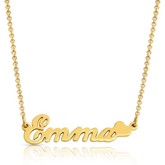 heart name  necklace in 18k gold plated silver 