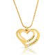 18K Gold Plated 2 Hearts Necklace Engraved With 2 Names & Swarovski Birthstones 