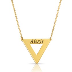 18K Gold Plated Engraved Triangle Necklace 18K Gold Plated Engraved Triangle Necklace