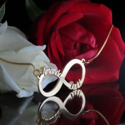 18K gold Plated Infinity Necklace With 2 Names  18K gold Plated Infinity Necklace With 2 Names