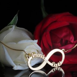 18K gold Plated Infinity Necklace With 2 Names  18K gold Plated Infinity Necklace With 2 Names