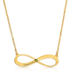 Engraved Infinity Name Necklace With Swarovski Birthstone  Engraved Infinity Name Necklace With Swarovski Birthstone